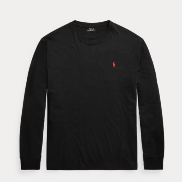 RALPH LAUREN BLACK LONG SLEEVE CREW NECK LOGO SHIRT BOYS SIZE 12 - Picture 1 of 5